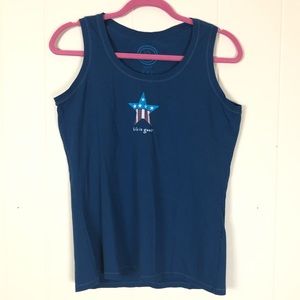 Life Is Good Navy USA Flag Star Print Tank Top